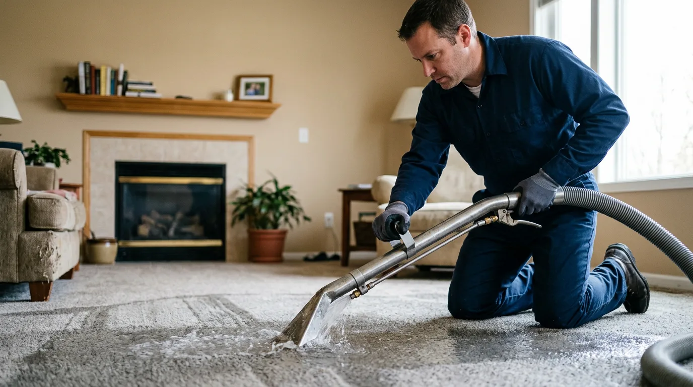 Water damage restoration technician working near Hudson, NC